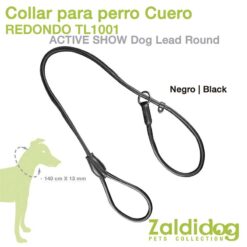 PERRO CORREA CUERO REDONDO TL1001 140cm X 13mm NEGRO -