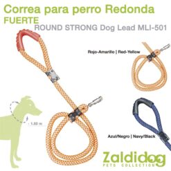 PERRO CORREA REDONDA FUERTE 1.50m - Color: Red/Yellow