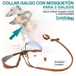 PERRO COLLAR GALGO CON MOSQUETÓN PARA 2 GALGOS -