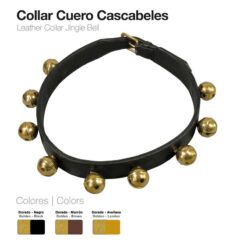 COLLAR CUERO CASCABELES 4cm - Color: Brown