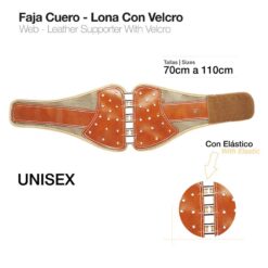 FAJA CUERO LONA Nº750 CON VELCRO - Tamaño: 80cm