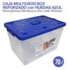 CAJA MULTIUSOS BOX REFORZADO C/RUEDAS AZUL 70L -