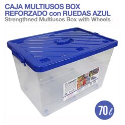 CAJA MULTIUSOS BOX REFORZADO C/RUEDAS AZUL 70L -