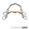 Bocado Sefton Cyprium Oro Pelham Embocadura 45º Partida Doble Pierna Corta