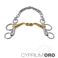 Bocado Sefton Cyprium Oro Pelham Embocadura 45º Partida Doble Pierna Corta