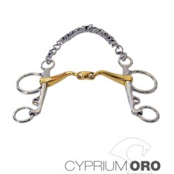 Bocado Sefton Cyprium Oro Pelham Embocadura 45º Partida Doble Pierna Larga