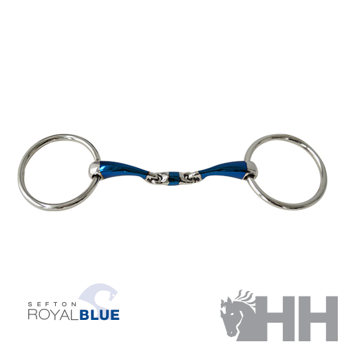 Filete Sefton Royal Blue Anilla Embocadura Partida Doble Curva Grosor 14 mm