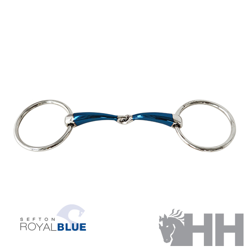 Filete Sefton Royal Blue Anilla Embocadura Partida Curva Con Bloqueo Grosor 14 mm