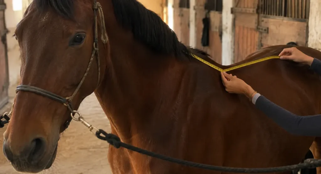 Cómo elegir manta para caballo: medición desde la cruz hasta el nacimiento de la cola con cinta métrica